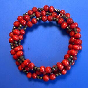 Red beaded wrap around bracelet.